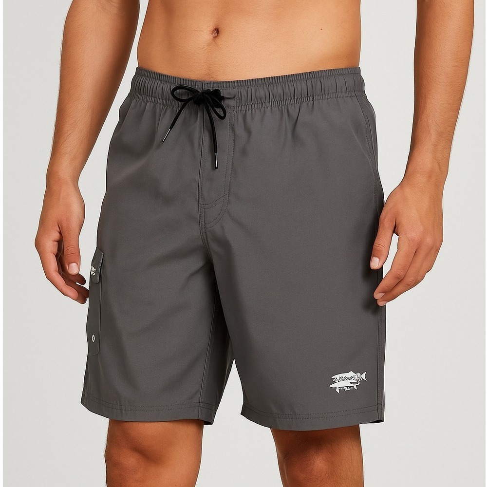 Maui and Sons Swim‎ Trunks Gray Elastic Waist Swim Shorts Mens Size XL